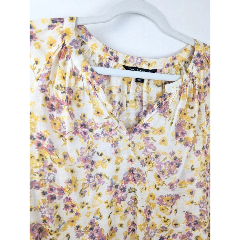 Floral Crochet Lace Balloon Long Sleeve Peasant Top Size M‎ Cottagecore Romantic